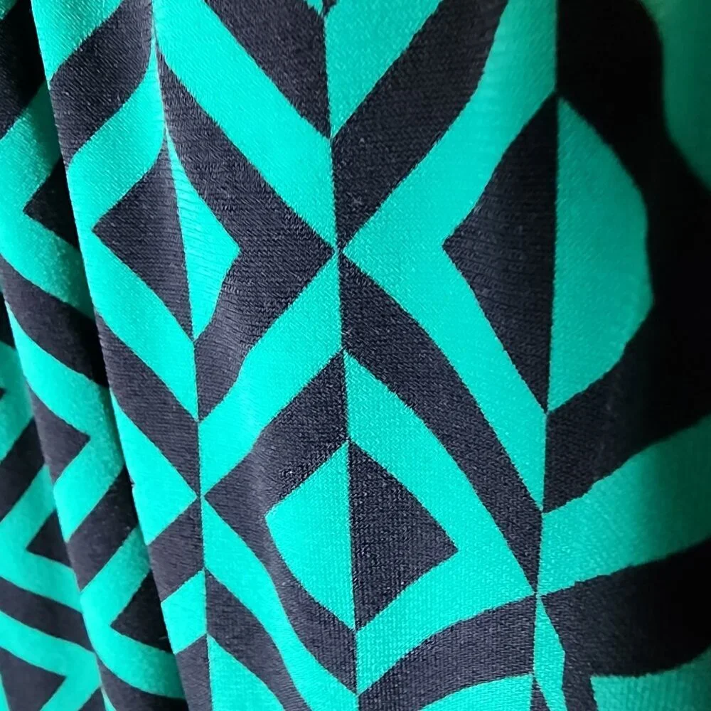 Dana Buchman‎ Woman 3X Geometric Chain Accent Blouse Green Black Long Sleeve Top - Picture 6 of 6